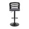 Armen Living Khalia Adjustable Swivel Gray Faux Leather and Black Wood Bar Stool with Black Base LCKHBABLGR - alternate 8